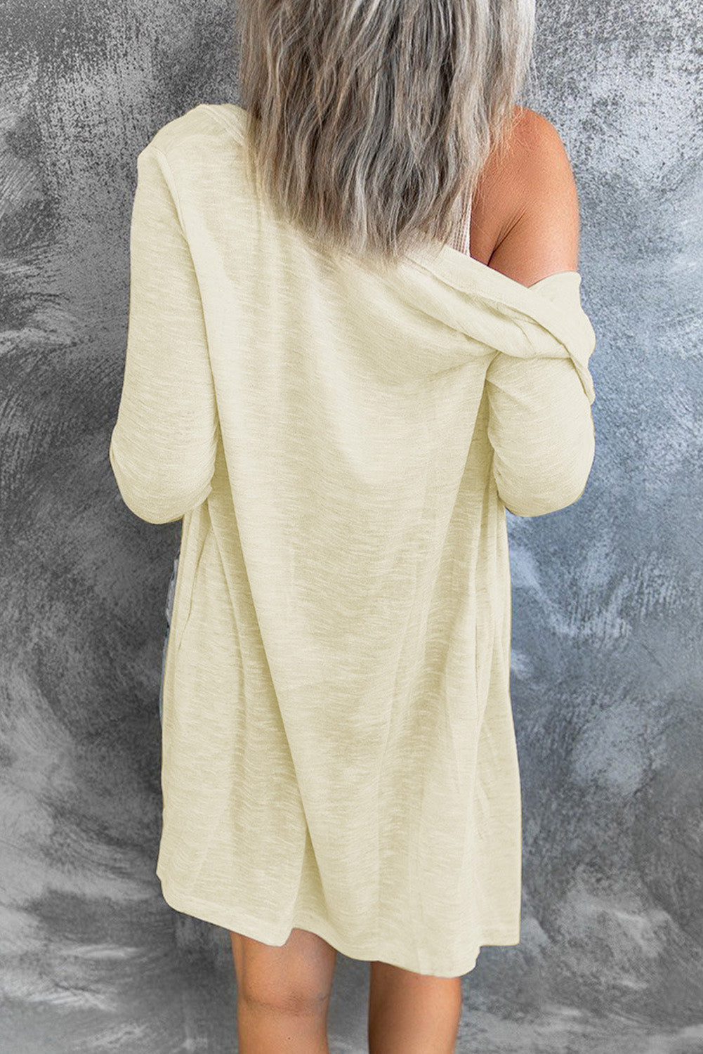 Grey Button Front Lightweight Long Cover Up