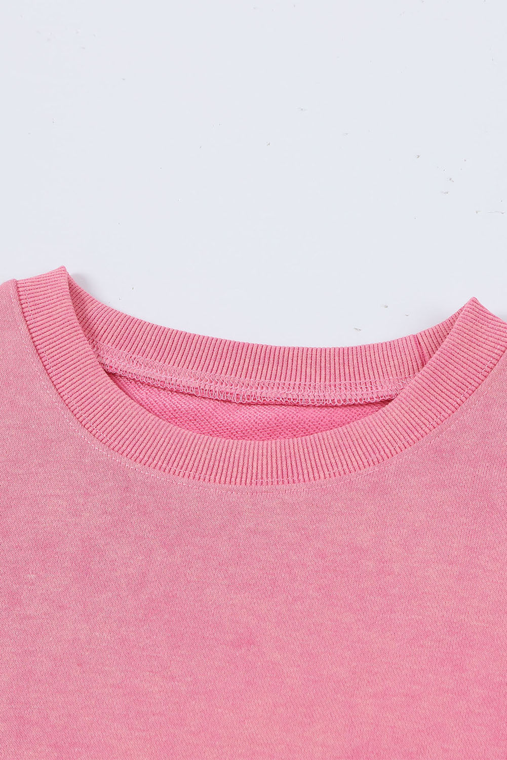 Pink Plain Drop Shoulder Trim Oversized Sweatshirt