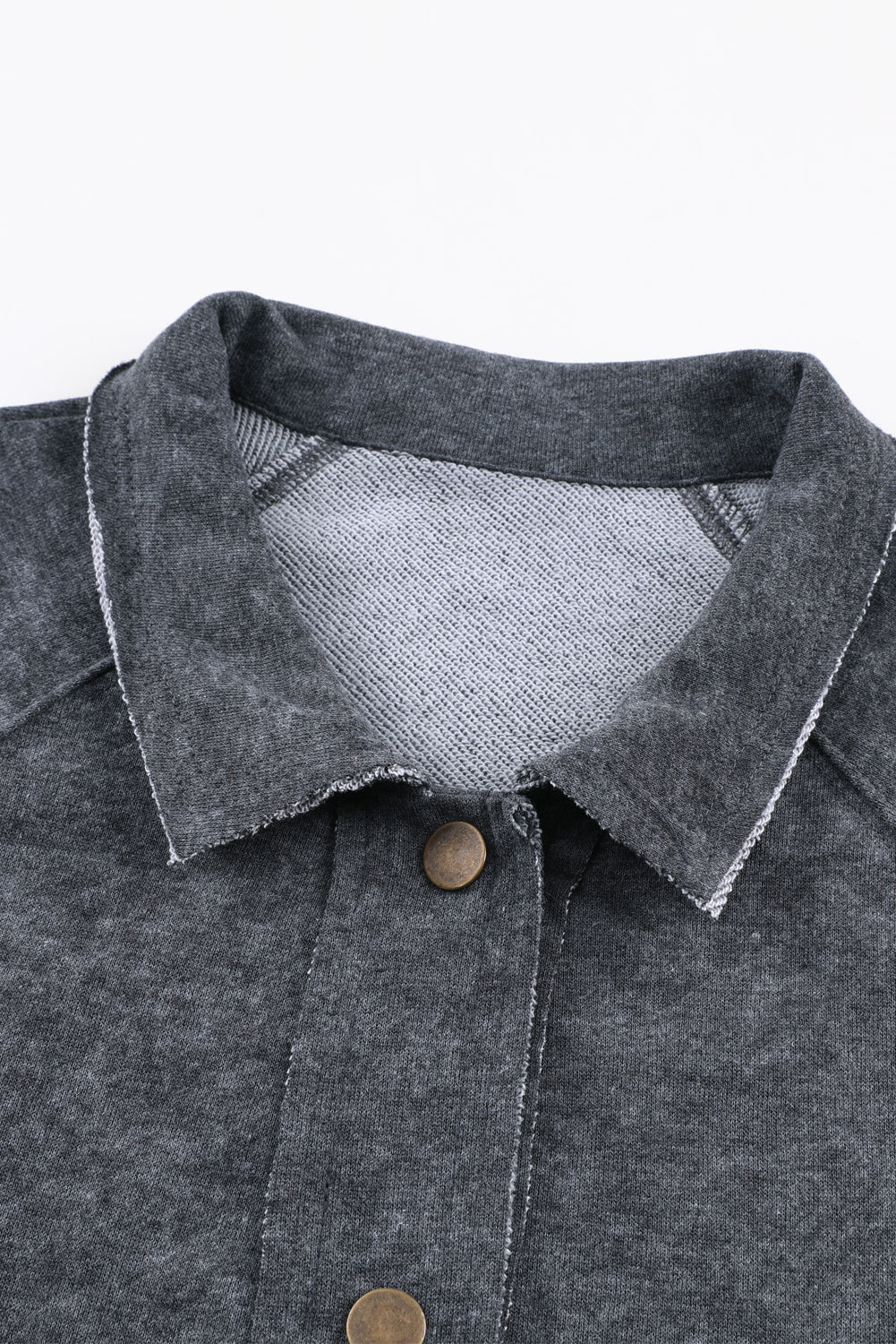 Dark Blue Snap Button Casual Flap Pockets Jacket