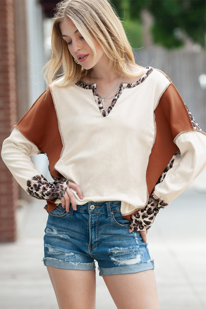 White Leopard Patchwork Top