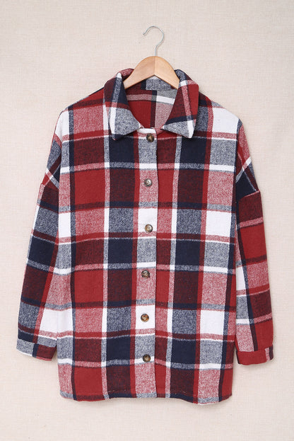 Brown Plaid Button Up Long Sleeve Flannel Shacket