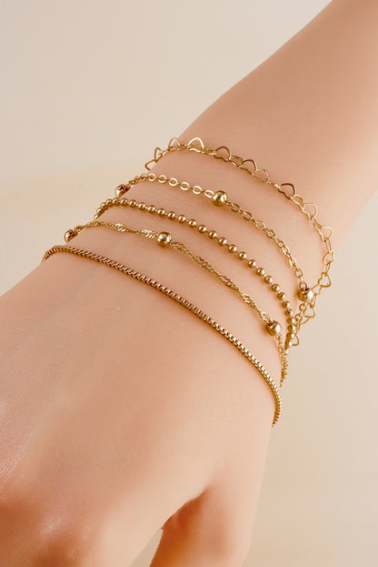 Gold Multi Layered Heart Shape Chain Bracelet