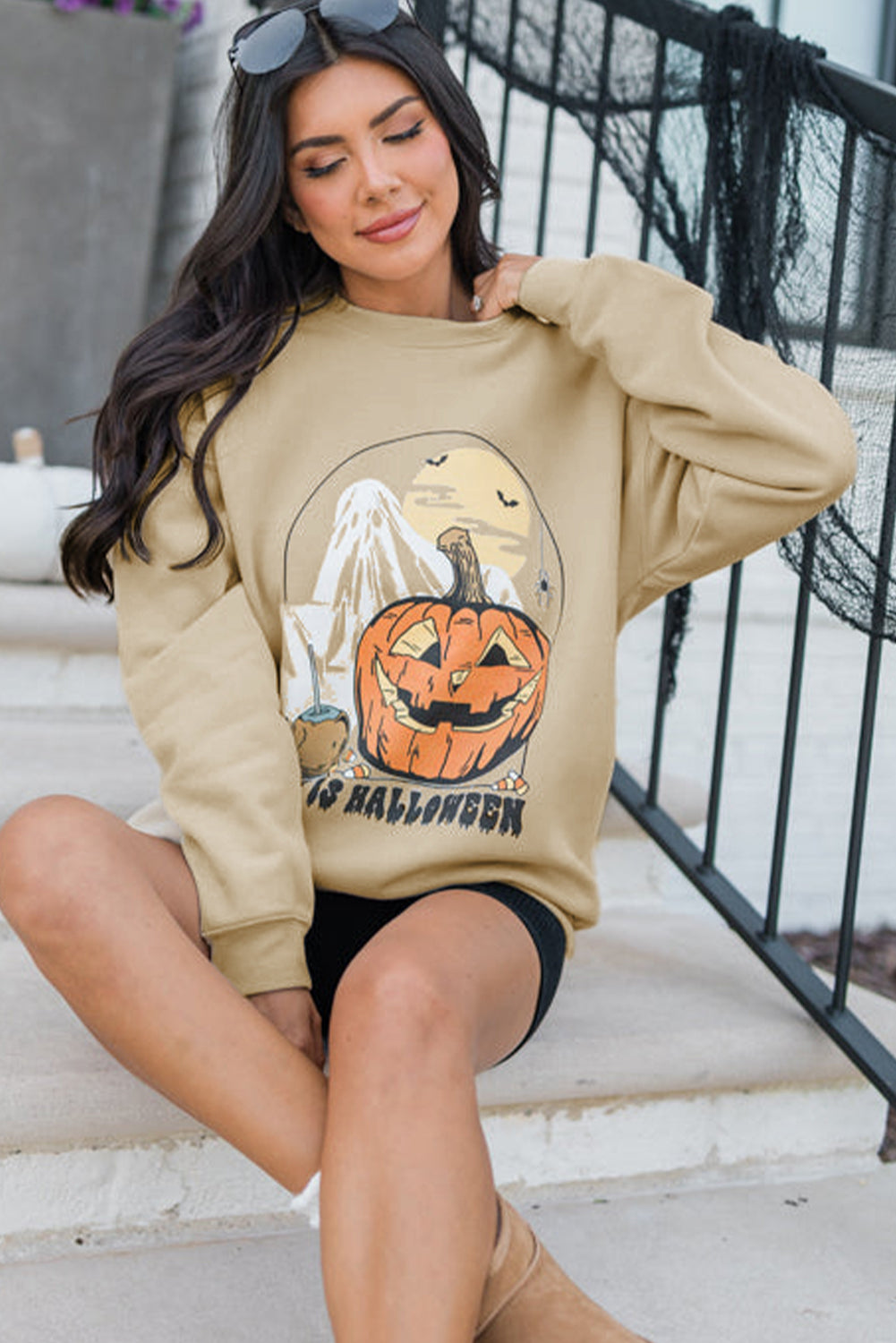 Parchment THIS IS HALLOWEEN Long Sleeve Round Neck Sweatshirt