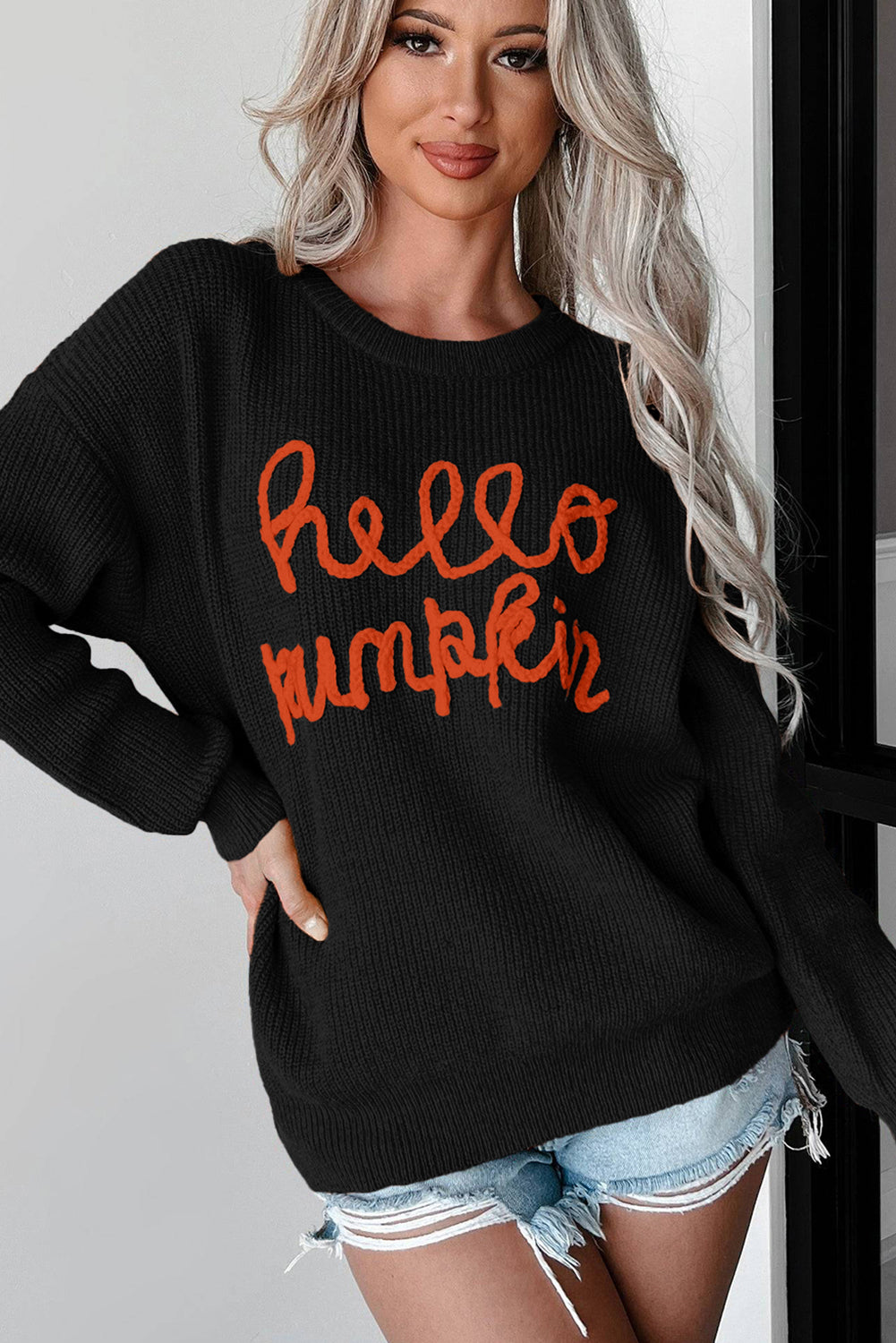 Flamingo Hello Pumpkin Graphic Sweater