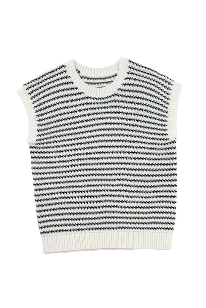 Black Stripe Contrast Trim Knit Dolman Top