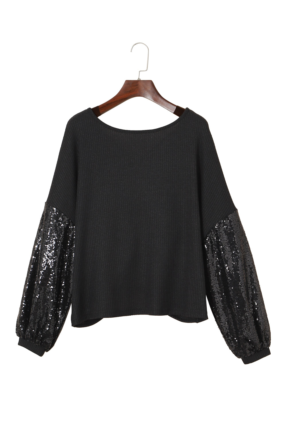 Apricot Cross Backless Sequin Bishop Sleeve Top