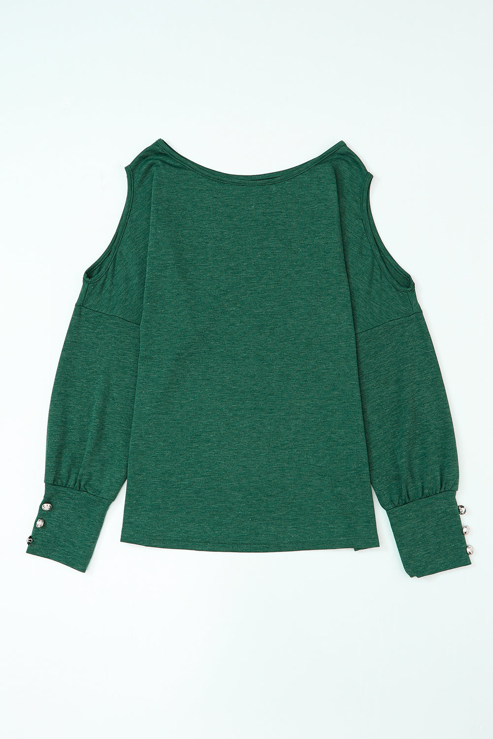 Green Boat Neck Asymmetric Cutout Long Sleeve Top