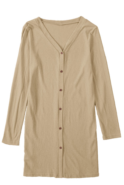 Grey Button Front Lightweight Long Cover Up