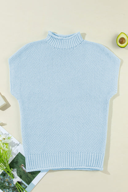 Iceland Blue Mock Neck Knitted Dolman Top