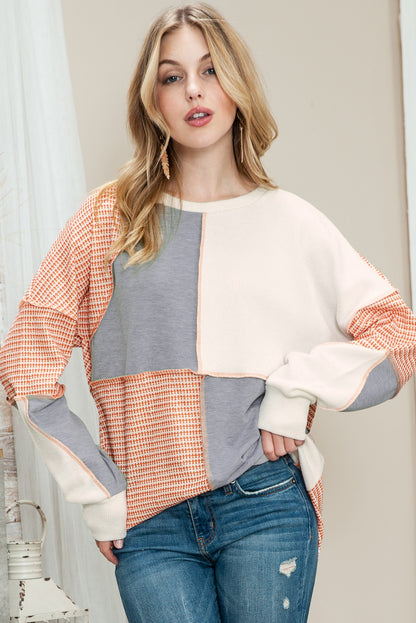 Multicolor Exposed Seam Color Block Pullover