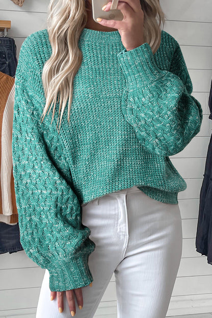 Parchment Chunky Knit Sleeve Drop Shoulder Sweater