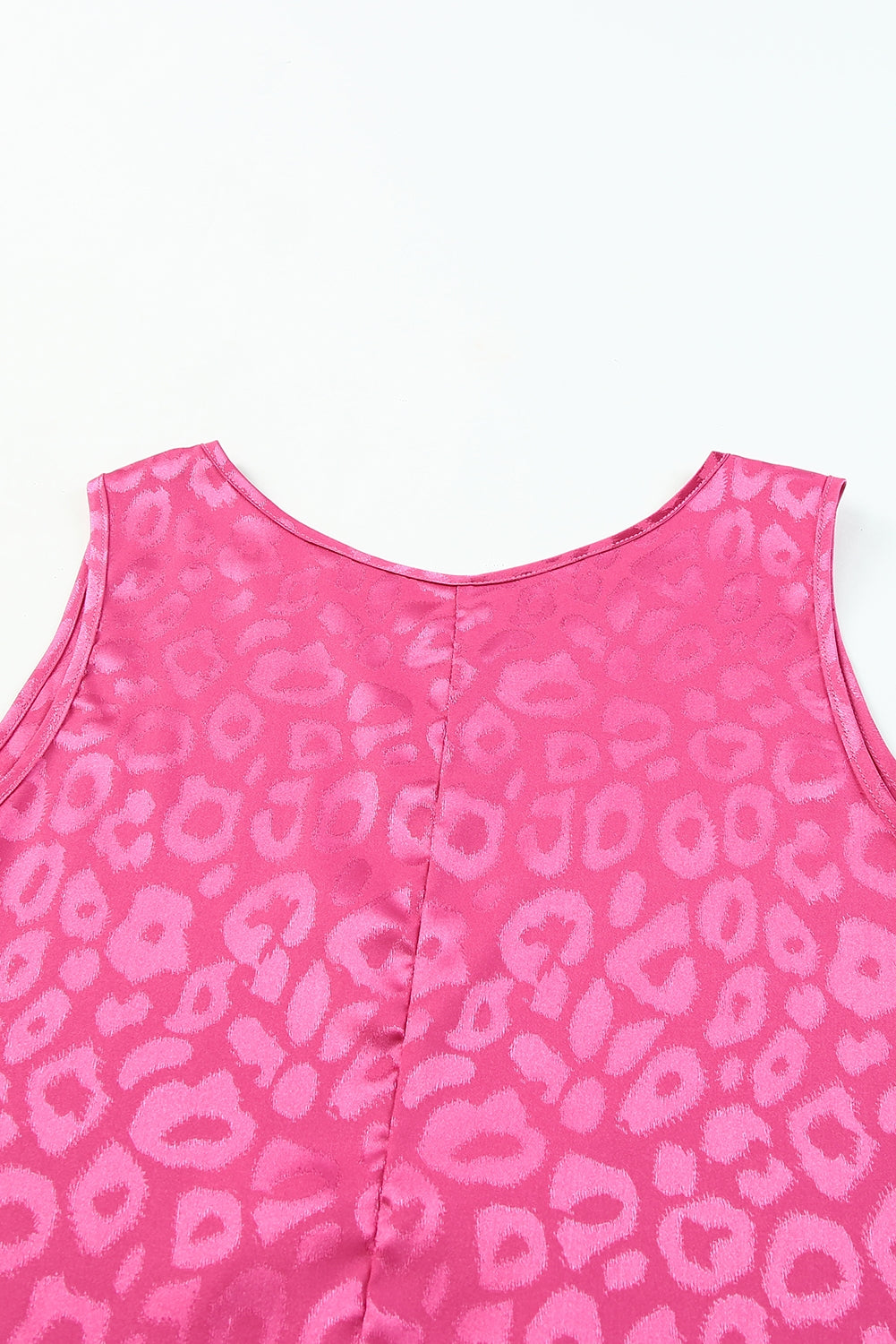 Pink Leopard Print Casual Sleeveless Satin Top