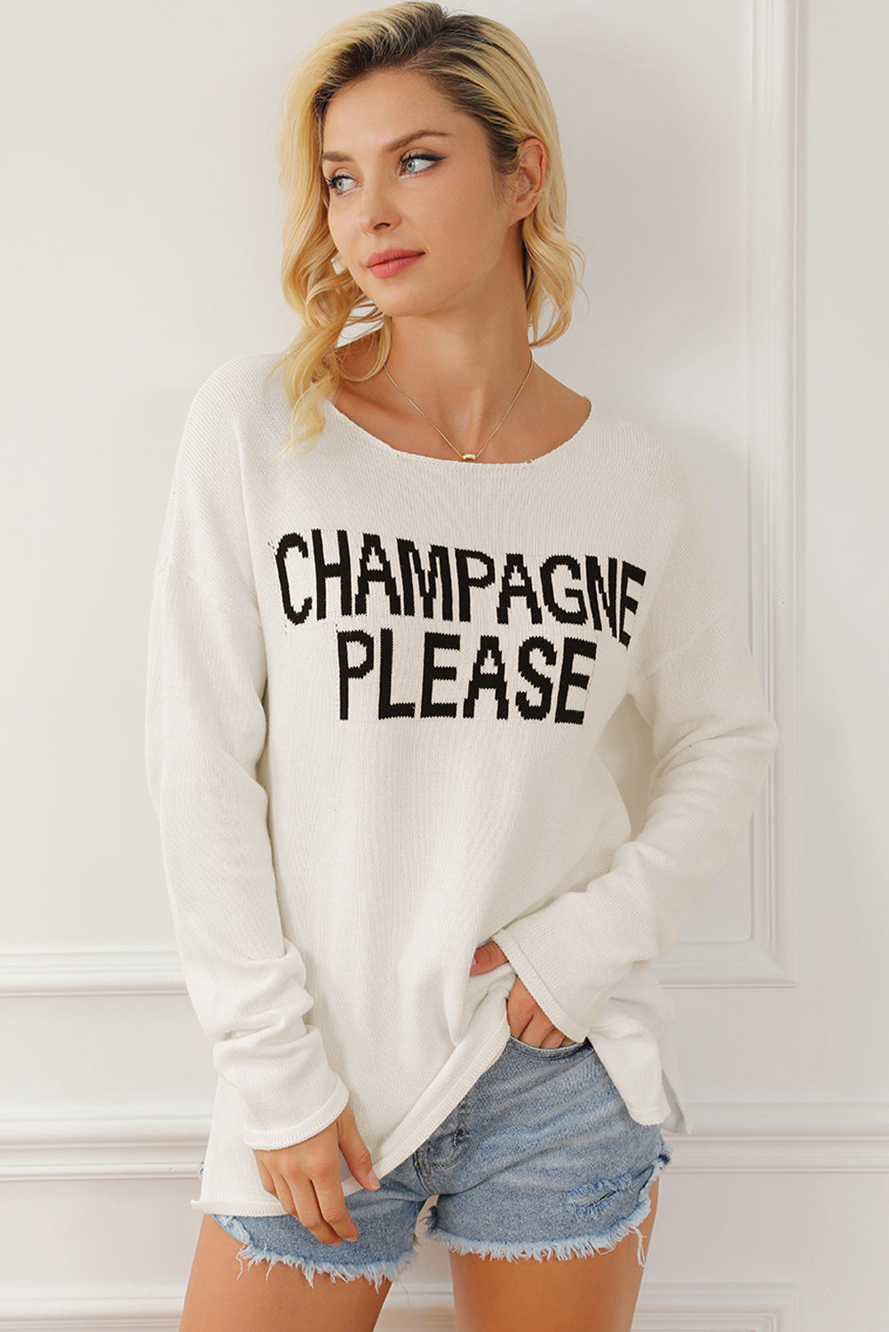 Desert Palm Champagne Please Graphic Sweater