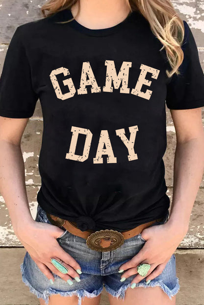 Black GAME DAY Crewneck Graphic T Shirt