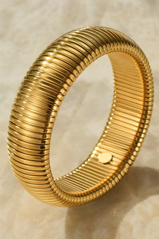 Gold Textured Titanium Steel Chunky Bangle