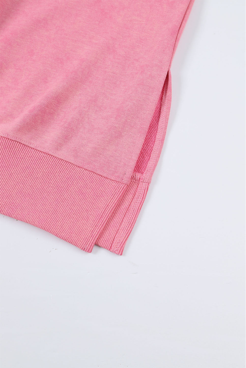 Pink Plain Drop Shoulder Trim Oversized Sweatshirt