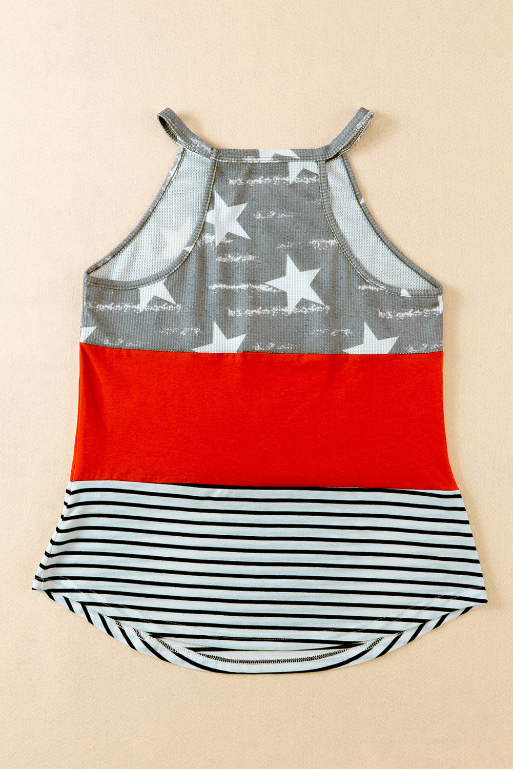 Multicolor American Flag Print Casual Tank Top