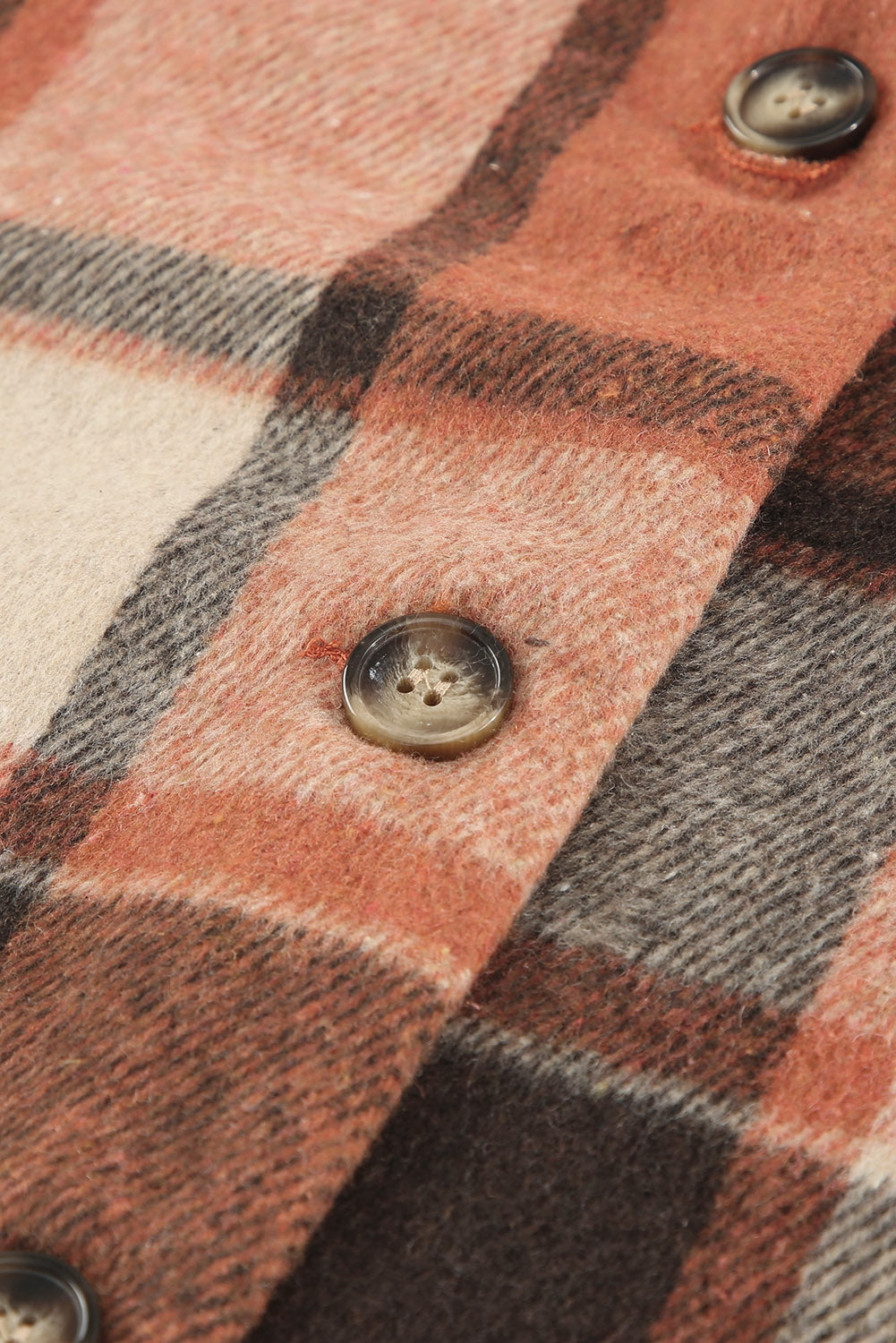 Brown Plaid Button Up Long Sleeve Flannel Shacket