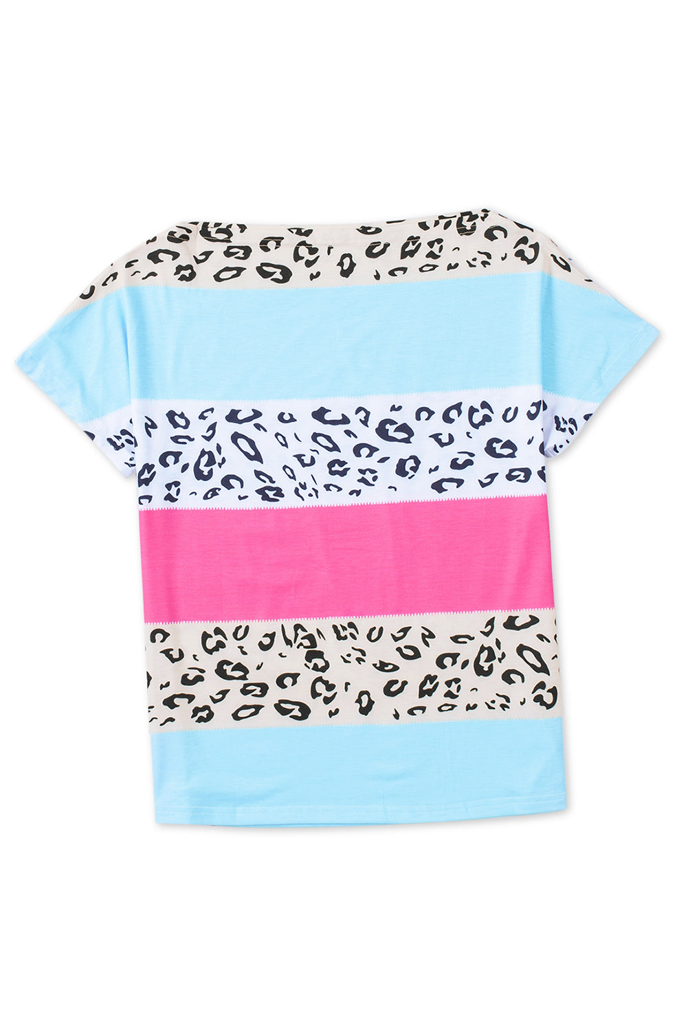 Leopard Stripes Color Block Boat Neck Tee