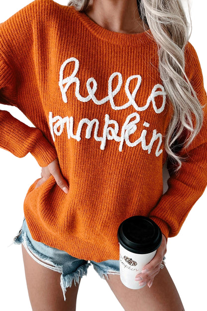 Flamingo Hello Pumpkin Graphic Sweater