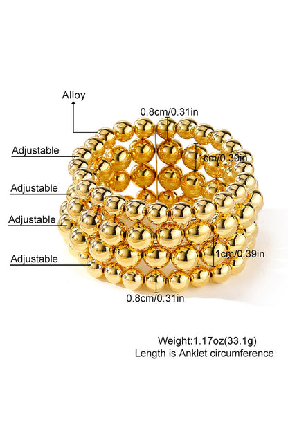 Gold Multi Layered Alloy Beaded Elastic Bracelet