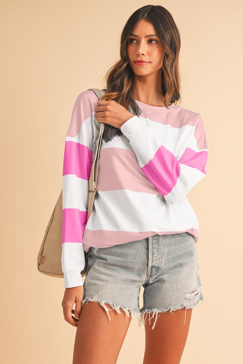 Light Blue Colorblock Drop Sleeve Top