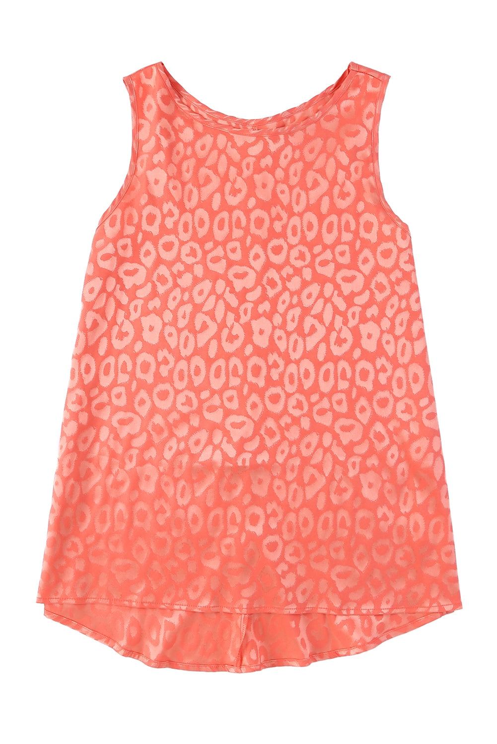 Pink Leopard Print Casual Sleeveless Satin Top