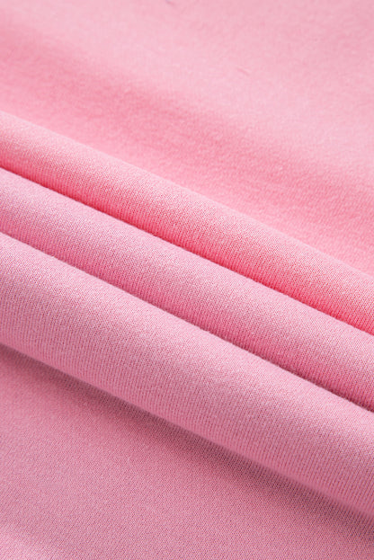 Bright Pink Colorblock Drop Shoulder Sweatshirt