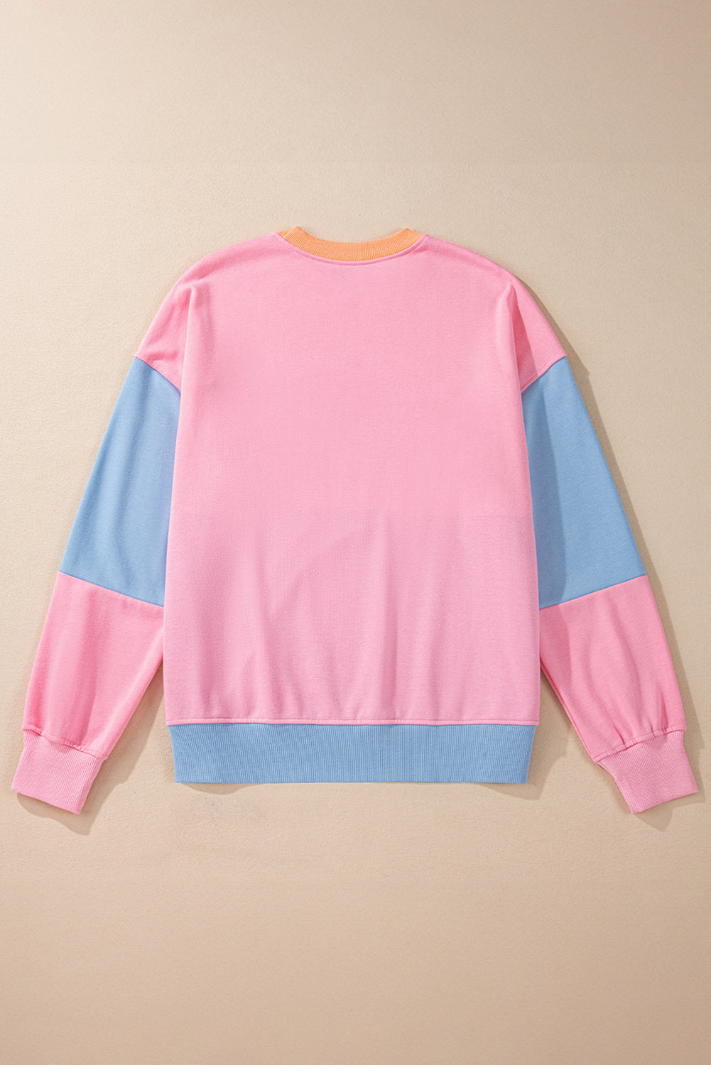 Bright Pink Colorblock Drop Shoulder Sweatshirt