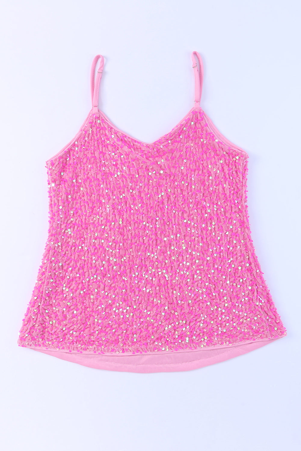 Pink Sexy Shiny Sequin Spaghetti Strap Cami Top