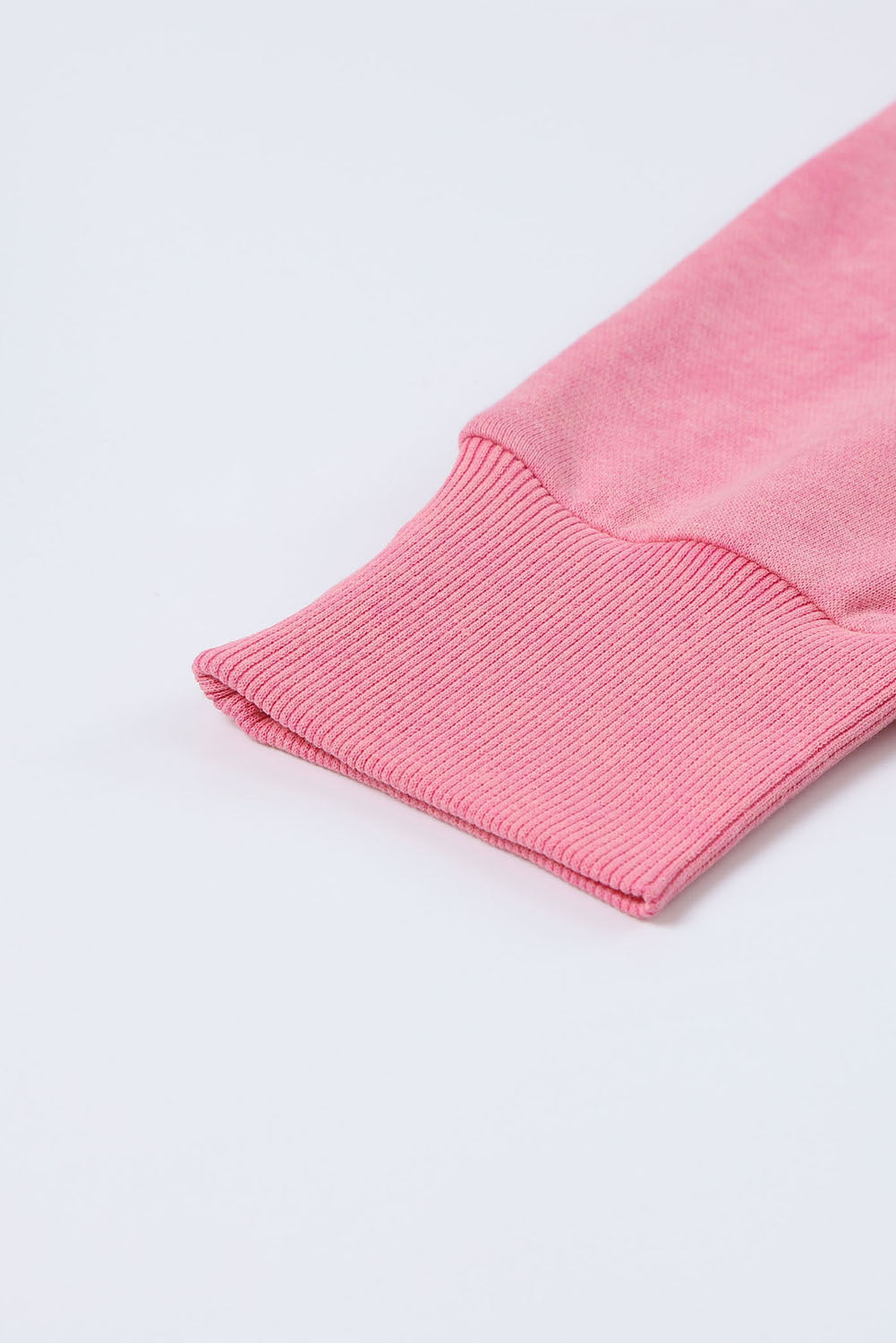 Pink Plain Drop Shoulder Trim Oversized Sweatshirt