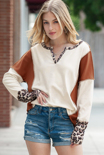 White Leopard Patchwork Top