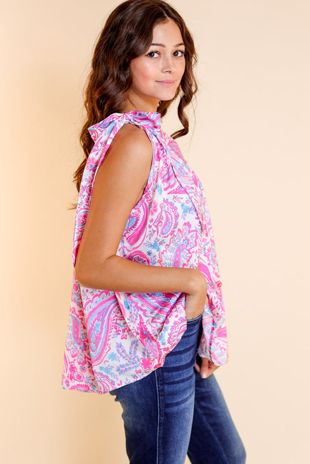 Multicolour Paisley Knot Boho Top