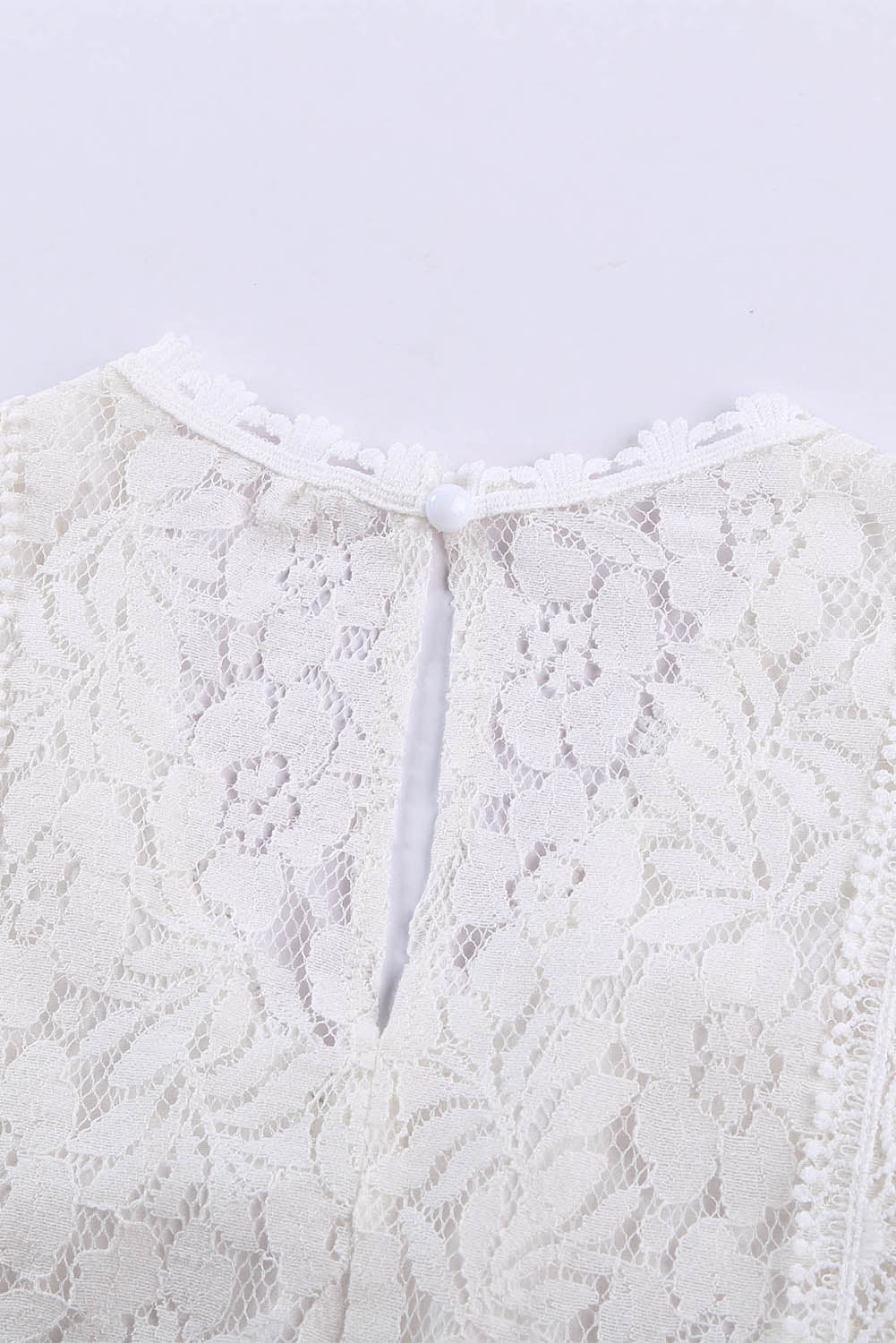 White V Neck Sleeveless Lace Top for Summer