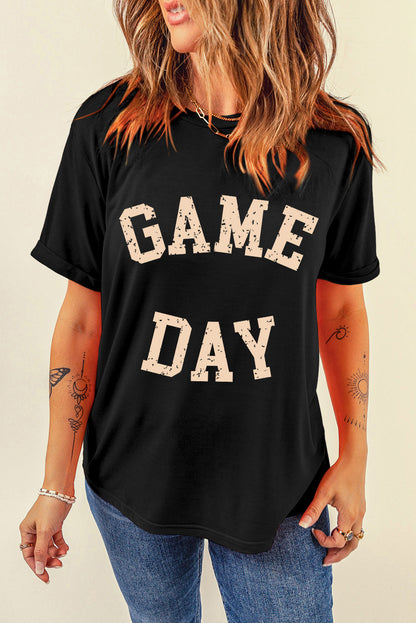 Black GAME DAY Crewneck Graphic T Shirt