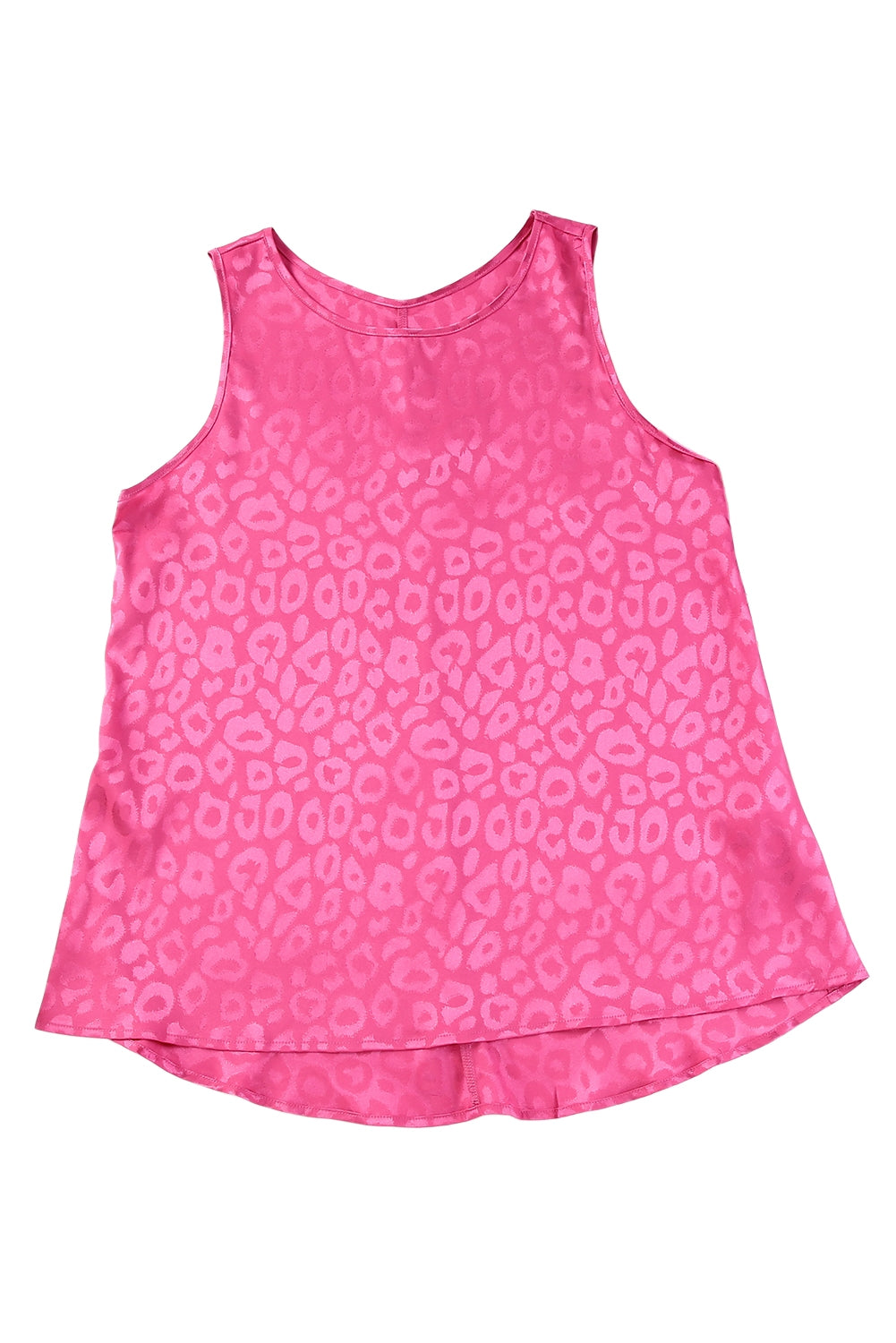 Pink Leopard Print Casual Sleeveless Satin Top