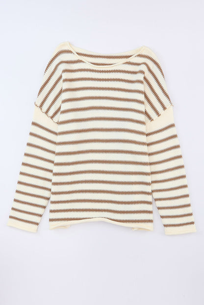 Yellow Striped Drop Sleeve Oversized Sweater