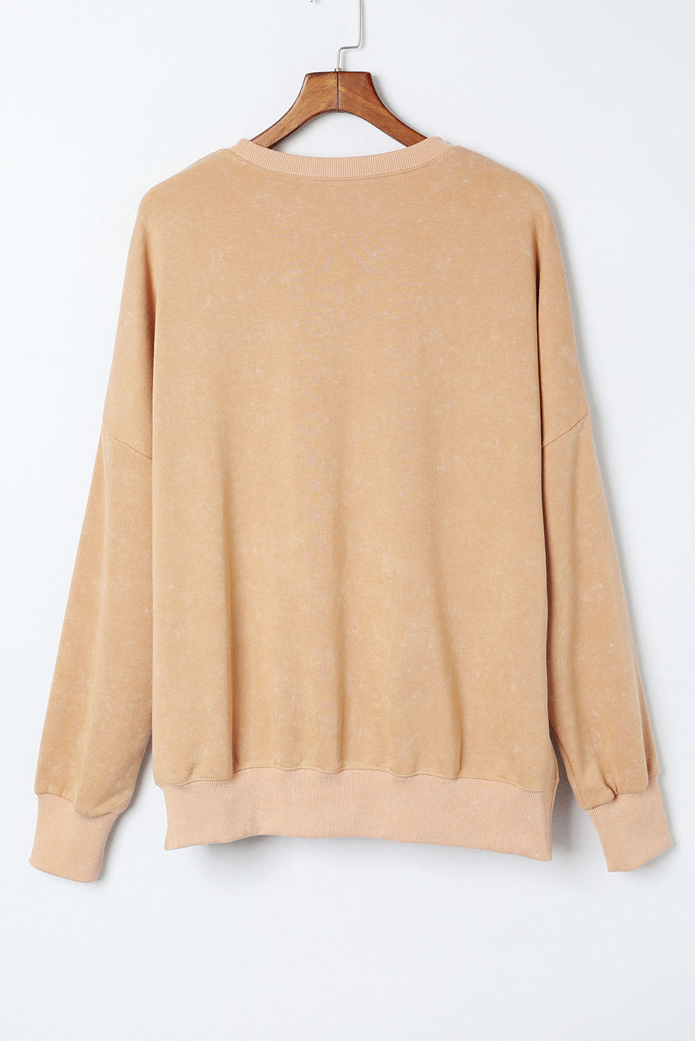 Pink Plain Drop Shoulder Trim Oversized Sweatshirt