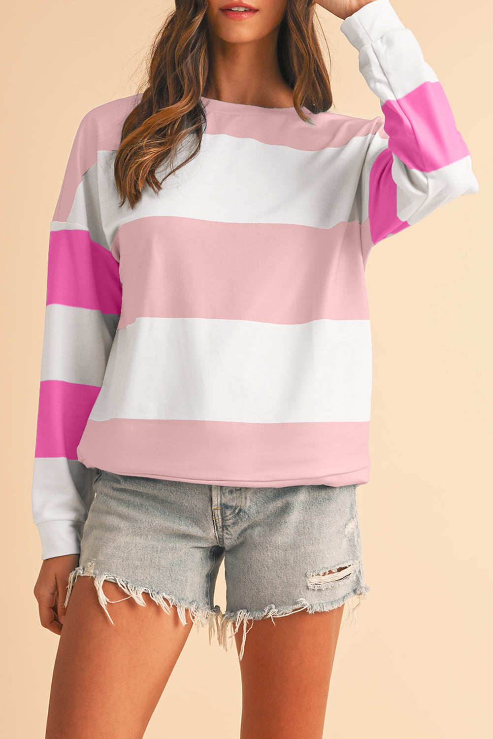 Light Blue Colorblock Drop Sleeve Top