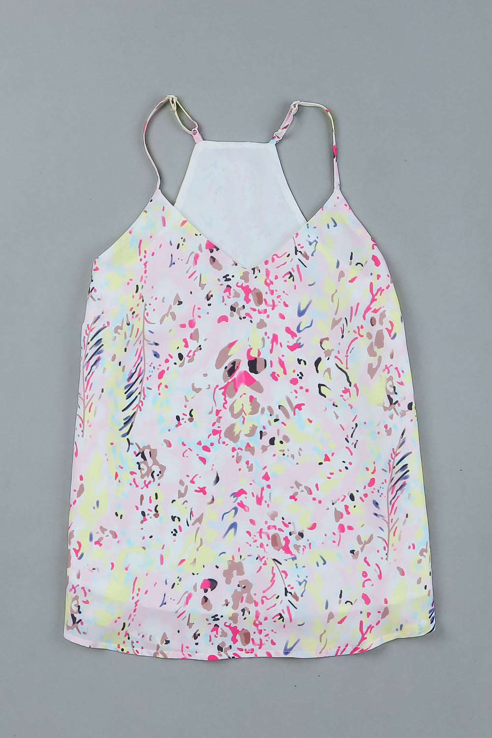 Multicolor Abstract Print Boho Color Block Spaghetti Strap Camisole