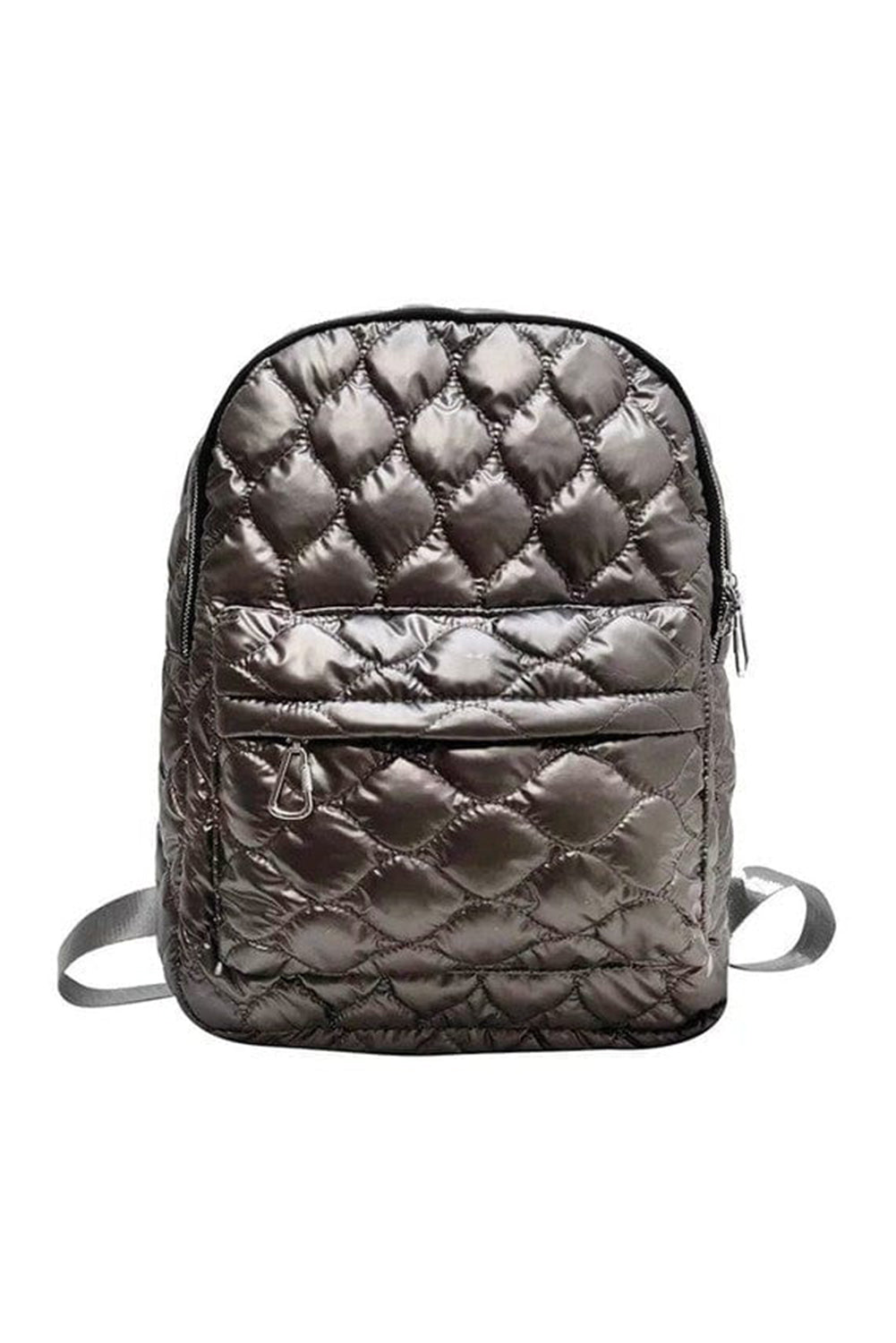 Black Solid Color Quilted Zipped Backpack