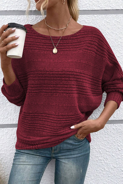 Simply Taupe Pit Stripe Batwing Sleeve Top
