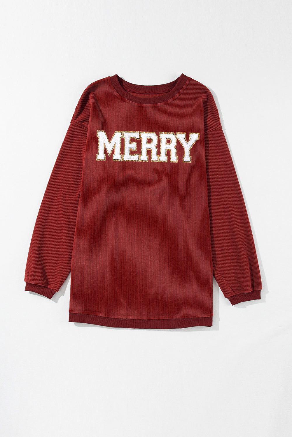 Racing Red MERRY Graphic Corded Long Sweatshirt