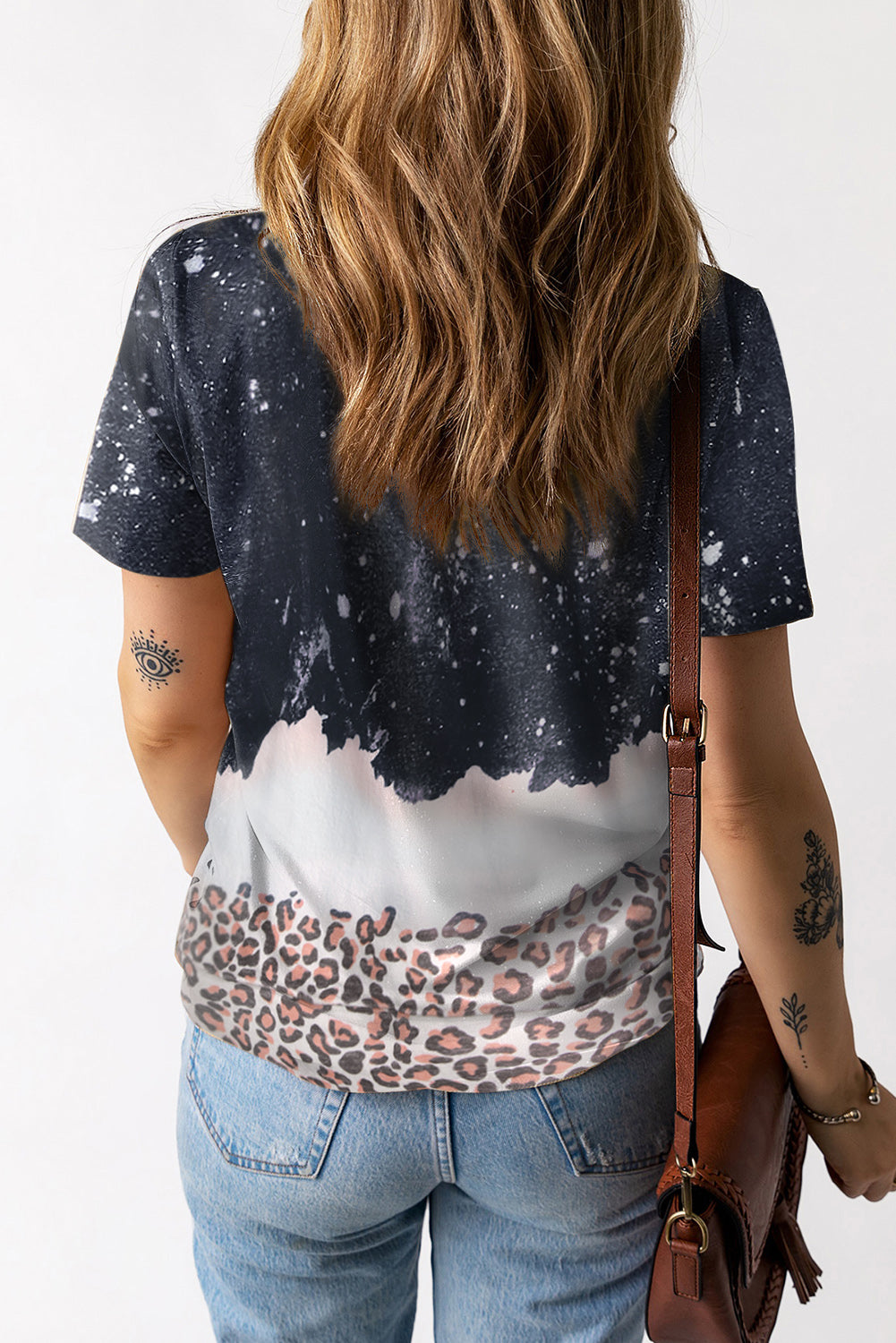 Black Tie Dye Leopard Graphic Tee