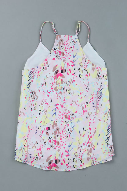 Multicolor Abstract Print Boho Color Block Spaghetti Strap Camisole