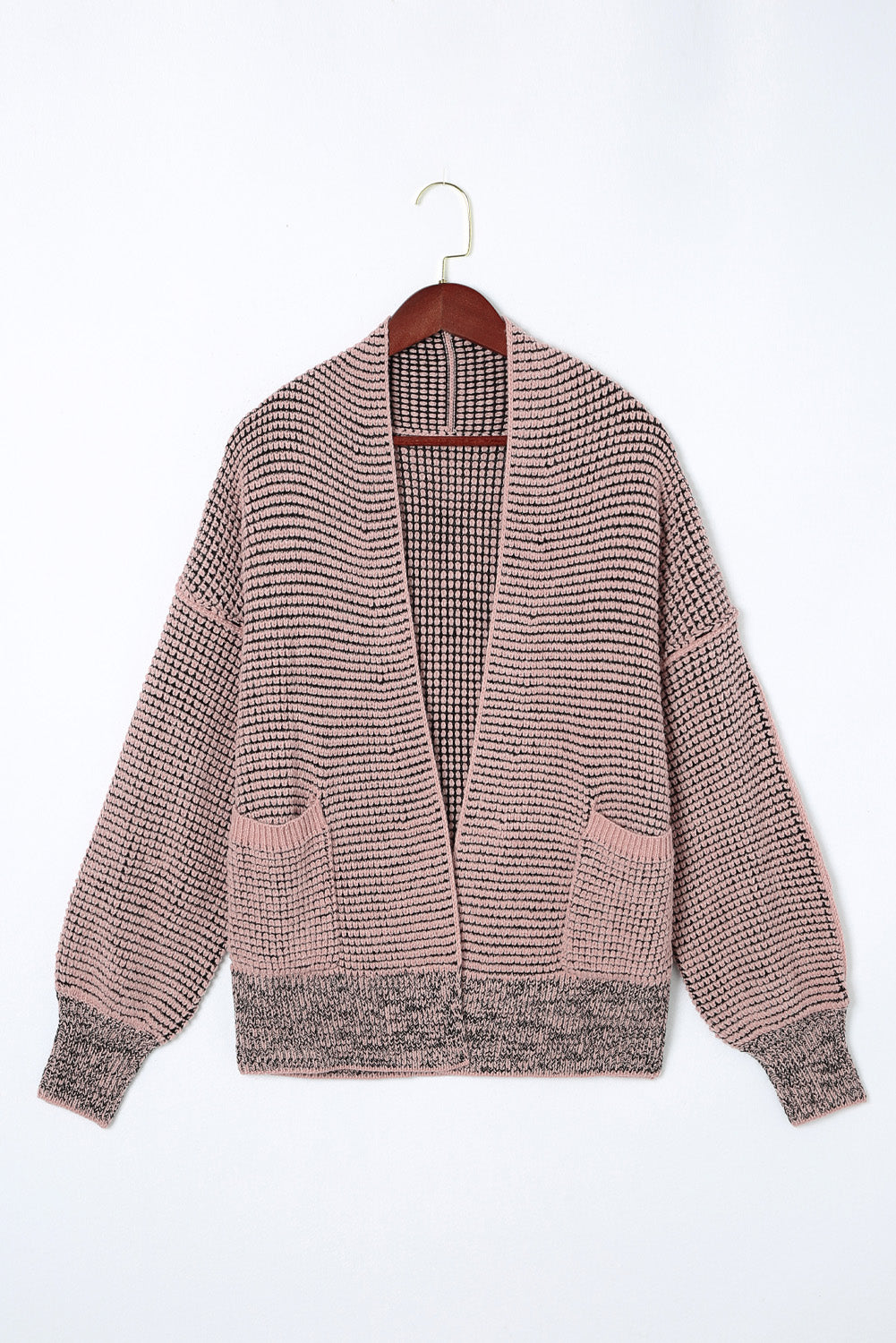 Apricot Chunky Knit Pockets Drop Sleeve Cardigan