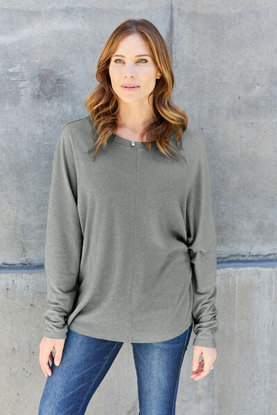 Double Take Full Size Round Neck Long Sleeve T Shirt