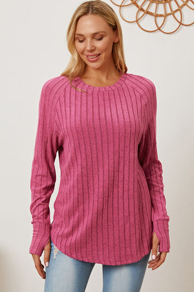 Basic Bae Full Size Ribbed Thumbhole Sleeve T Shirt