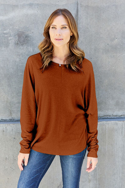 Double Take Full Size Round Neck Long Sleeve T Shirt