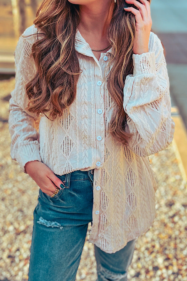 Casual Chic Beige Button Down Top - ETA 2/29